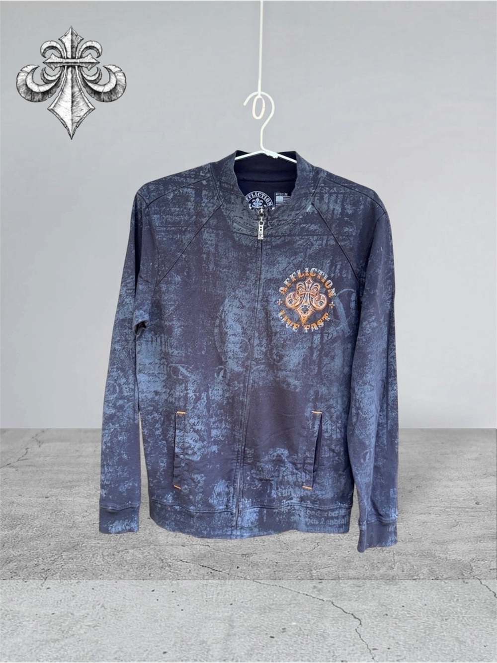 Affliction Pull Tab Zipper Long Sleeve Authentic Men’s Light Jacket  Size Medium